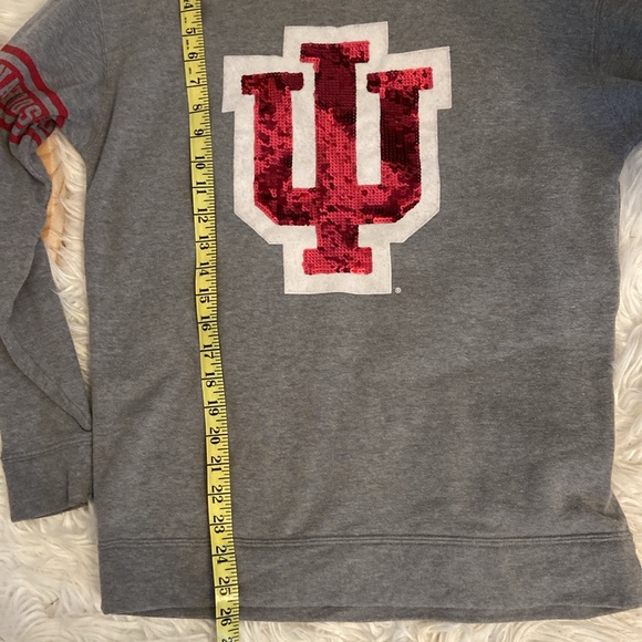 Victoria Secret PINK XS Gray Maroon IU Indiana Hoosiers L/S Bling Sequin Shirt - Picture 7 of 8